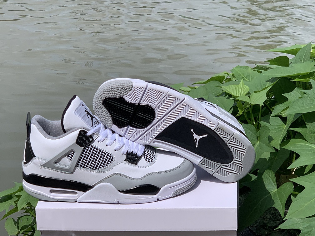 Latest Men Air Jordan 4 Retro White Grey Black Shoes - Click Image to Close